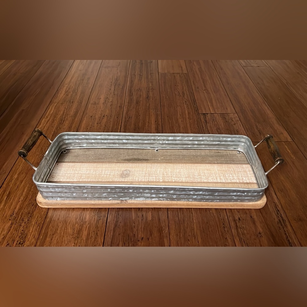 Rustic Metal and Wood  Tray